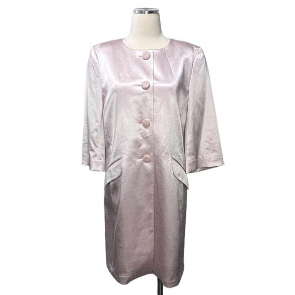 Albert Nipon Blush Sateen Long Collarless Dress S… - image 2